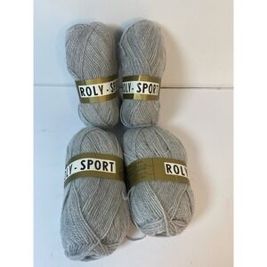 Unger Roly Sport Yarn Gray‎ 100% Acrylic - Lot of 4 skeins Made In Belgium